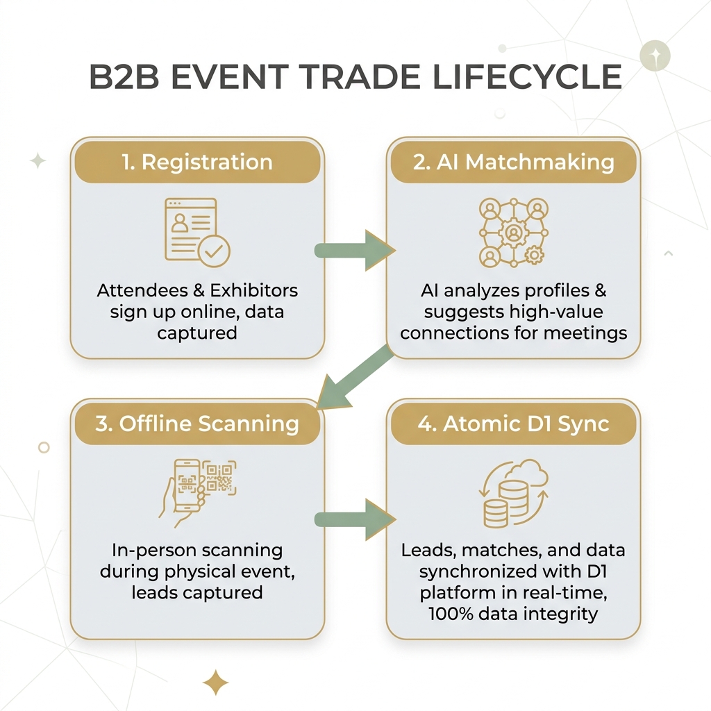 FluxExpo Unified B2B Event Lifecycle Flowchart